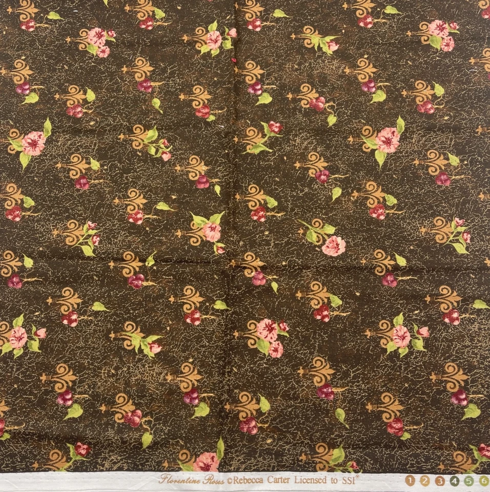 FLORENTINE ROSES by Rebecca Carter for SSI South Sea Imports Floral 1/2 yd - Image 1 of 1