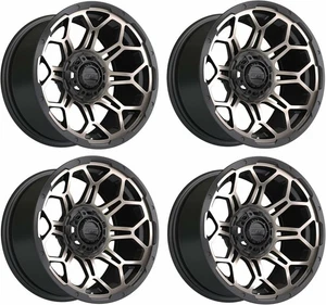 Set of 4 GTW Bravo 14x7 Matte Bronze Aluminum Golf Cart Wheel | 3:4 Offset | 4x4 - Picture 1 of 8
