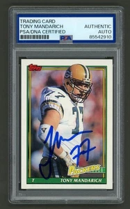 Tony Mandarich Signed 1991 Topps Card #457 (PSA) Green Bay Packers Auto - Picture 1 of 2