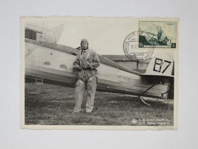 King Leopold III Pilot Aircraft 1938 Postcard Belgium  - Image 1 of 2