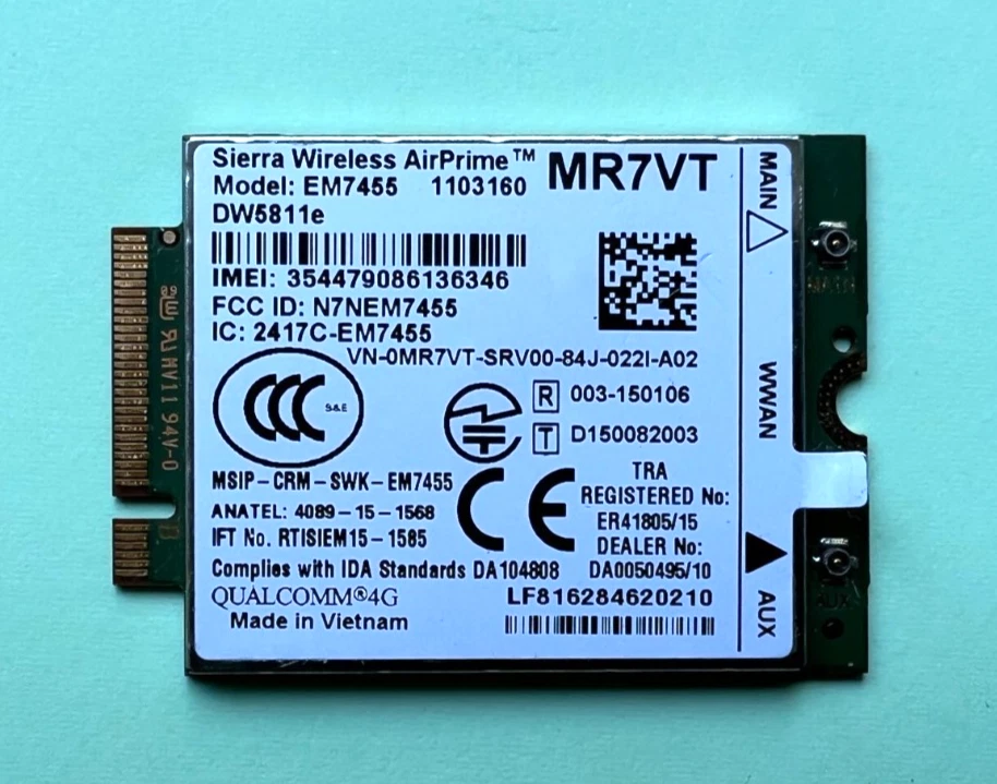 MR7VT Dell Sierra Wireless Airprime WWAN DW5811e   Model:EM7455 LTE 4G Wie neu. - Bild 1 von 1
