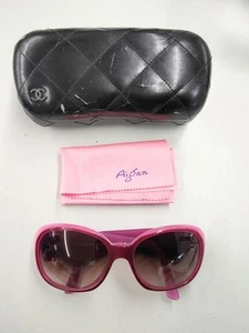 CHANEL 5113 c.855/13 Camellia Sunglasses Pink Purple With Case Used Japan - Picture 1 of 11