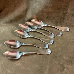 1880’s Towel W. Arnold 6 Oz Silver Plate Tea Spoon Lot (6)Fiddle Tip Matic Name - Picture 1 of 6