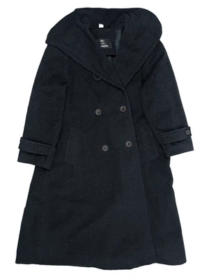 WOLLMANTEL MIT KASCHMIR Damen 36 Grau mit Kapuze Cape Zweireihig weit Mantel - Bild 1 von 4