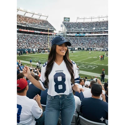 Camiseta de fútbol vintage de vaqueros recortada campeona Troy Aikman # 8 para mujer talla XL Foto 1 de 4