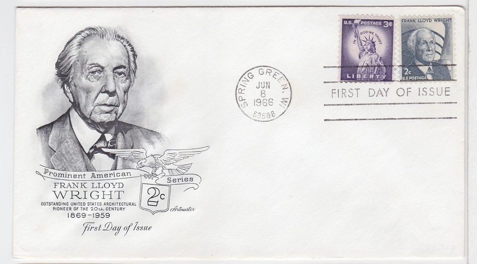 TurtlesTradingPost- Frank Lloyd Wright 1966 #1280 FDC Artmaster Cachet - Image 1 of 1