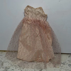 Vintage 1950s Starlet Dot Doll Dress Peach Satin & Glitter Tulle for 10–12” Doll - Picture 1 of 4