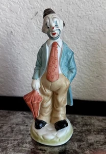 Clown with Umbrella Porcelain Figurine Home Decor 7.5" - Picture 1 of 3