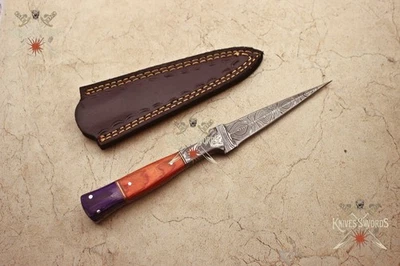 Damascus Handmade Steel Custom Hand Forged Fix  Blade Hunting Dagger Boot Knife - Image 1 of 4