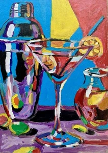 Original Acrylic Painting "Cocktail Still Life" Contemporary Art, 8x11 inches - Picture 1 of 5