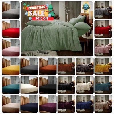 Teddy Bear Fleece Duvet Cover Quilt Soft Cosy Bedding Set & Pillowcases All size - Image 1 of 2