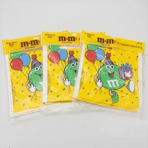 3x M&M Party Treat Sacks x8 SEALED Hallmark Ambassador 1988 Birthday Goody Bags - Picture 1 of 5