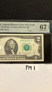 RARE - $2-2017A New York District (𝐵) $2 star notes! Graded PMG-EPQ-67! - Picture 1 of 7