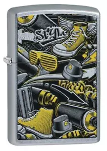 Encendedor Zippo cromado de calle diseño de graffiti (código Zippo 207-60004600) - Imagen 1 de 4