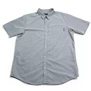 Ripcurl Button Up Shirt Mens Size Large Gray Striped Short Sleeve Surf - Picture 1 of 12