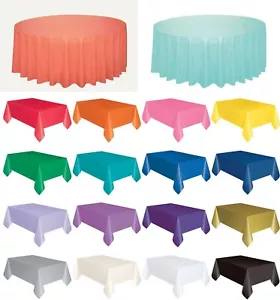 Plastic Table Cover Cloth Wipe Clean Party Tablecovers Cloths Round or Rectangle - Picture 1 of 20