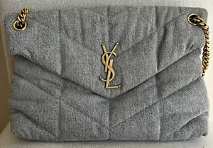Saint Laurent YSL Medium Puffer Monogramme Denim Chain Bag Denim $3350 - Picture 1 of 13