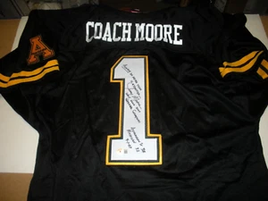 JERRY MOORE APPALACHIAN STATE BECKETT/CERTIFICADO DE AUTENTICIDAD CAMISETA OFICIAL RAWLINGS FIRMADA - Imagen 1 de 2