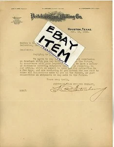 1930 LETTERHEAD Houston Texas PF PRITCHARD MOLIENDA DE ARROZ John Kirby K FORTENBERRY - Imagen 1 de 1