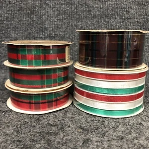 Lot Of 5 Vintage Spools Of Craft Ribbon (1) 1 7/8”, (3) 7/8” And 198’ Of Curling - Picture 1 of 11