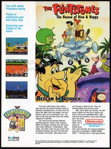 The Flintstones: Rescue Dino__Orig. 1991 impresión AD / Nintendo promo_Hanna-Barbera - Imagen 1 de 1
