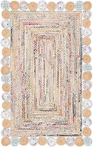Rug Jute & Cotton Circle Square Rugs Hand Braided Area Rug Decorative Carpets - Picture 1 of 7