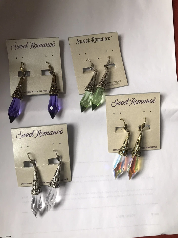 Dulce Romance Shelly Cooper Cristal Prisma Pendientes Regalo Nupcial Clip Nuevo Foto 1 de 1