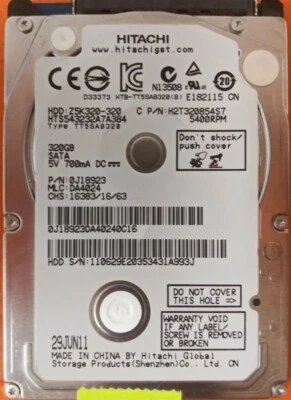 ⭐️⭐️⭐️⭐️⭐️ HDD Hard Drive SATA Laptop 2.5" Hitachi HTS543232A7A384 320GB J18923 - Image 1 of 3