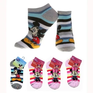 Disney Mickey Mouse Minnie 4 Pairs Kids Girls Striped Colors Socks Size 6-8 NEW - Picture 1 of 7