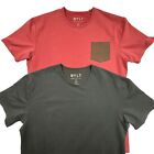 Bylt Lot (2) Drop Cut Lux Short Sleeve Shirts Medium Black Burgundy Red Pocket
