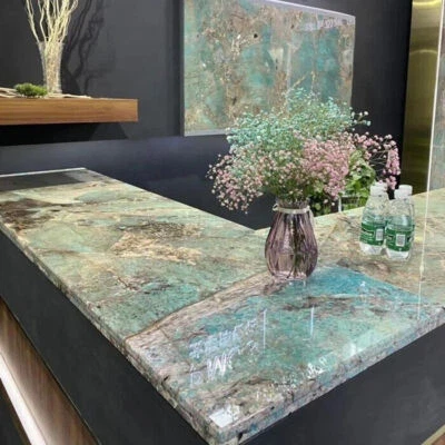 Granite Slab For Kitchen Counter top, Amazonite Stone Countertop Island Decor - Image 1 of 4