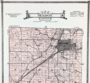 1920 DENISON Township Plat Map IOWA CRAWFORD COUNTY (15x12) - Picture 1 of 3