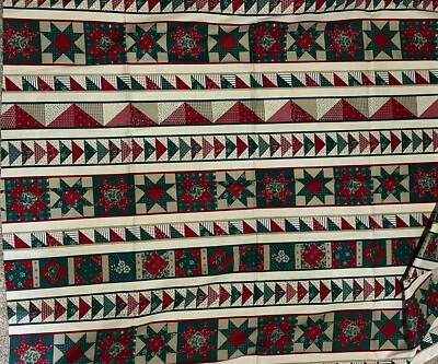 Cheater Quilt Aunt Eliza's Star Christmas Floral Joan Kessler Concord Fabric - Image 1 of 4