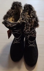 Zeroxposur Women's Snow Boots Black Furry 10M Montana Tall Waterproof - Picture 1 of 12