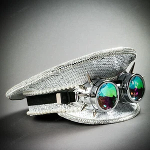 Steampunk Burning Man Festival Captain Hat Party Costume 3D Rhinestones Top Hat - Picture 1 of 27