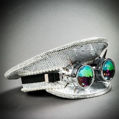 Стимпанк горящий человек фестиваль капитан шляпа вечеринки костюм 3D стразы шляпа - Изображение 1 из 4