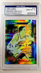 1993 1993-94 Topps Finest Refractor Auto #14 Toni Kukoc RC HOF PSA 10 Autograph - Picture 1 of 12