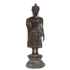 Thailand (15?) Jh. A Thai U-Thong style Bronze Figure of Buddha - Bouddha thaï  - Bild 1 von 9