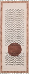 Alfombra de algodón negra con patrón ondulado, Dhurrie de algodón indio para sala de estar, dormitorio - Imagen 1 de 10