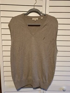 Peter Millar Cashmere Vest Mens Large Chechessee SC Golf V-Neck Sweater Tan FLAW - Picture 1 of 7