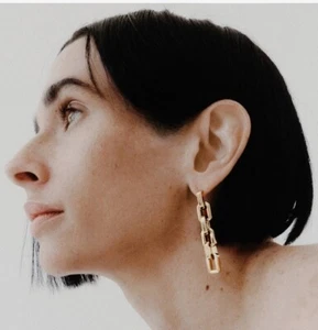 Eddie Borgo 12K Gold Supra Heritage Link Drop Earrings NWT - Picture 1 of 6