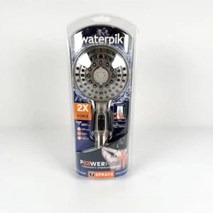 Waterpik PowerPulse Massage Shower Head 7 Sprays Silver Bathroom Fixture New - Picture 1 of 6