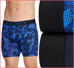 2 PAIRS- Mens Jockey RAPIDCOOL Athletic Boxer Briefs - Wicks BLUE - SMALL 28-30 - Picture 1 of 6