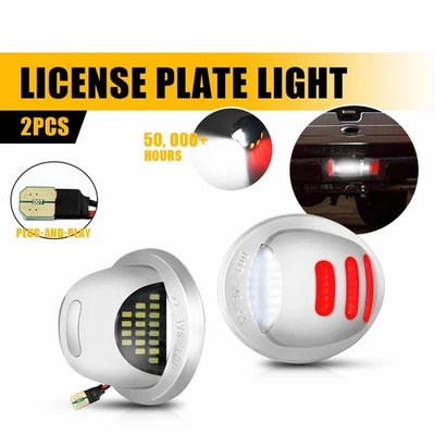 Par de lámparas de matrícula LED cromadas traseras blancas rojas para Ford Lincoln Mark LT Foto 1 de 4