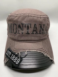 Montana Est. 1889 Kadettenmütze verstellbar Damen Baumwolle braun Kunstleder Schein - Bild 1 von 7