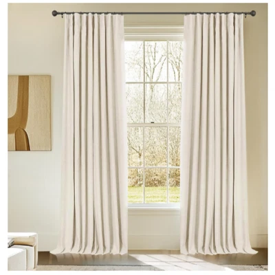 Cortinas blackout de linho escudo 50 x 92 painéis cortina creme cortinas aparência clássica - Imagem 1 de 4
