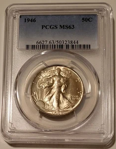 Mezzo dollaro 1946 Walking Liberty MS63 PCGS - Foto 1 di 4