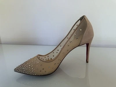 NEW Christian Louboutin Follies Strass Crystal Embellished Pumps Heels Mesh 38 - Image 1 of 4
