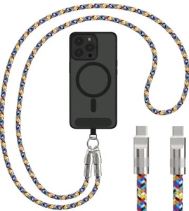 2 in 1 Cell Phone Lanyard Built-in USB Charging Cable, 4ft Phone Lanyard... - Picture 1 of 3