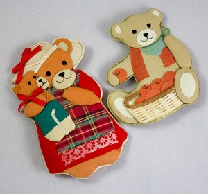 Menge 2 Stofftier Baumwollstoff Urlaub Teddybär Kühlschrank Kühlschrankmagnete - Bild 1 von 2